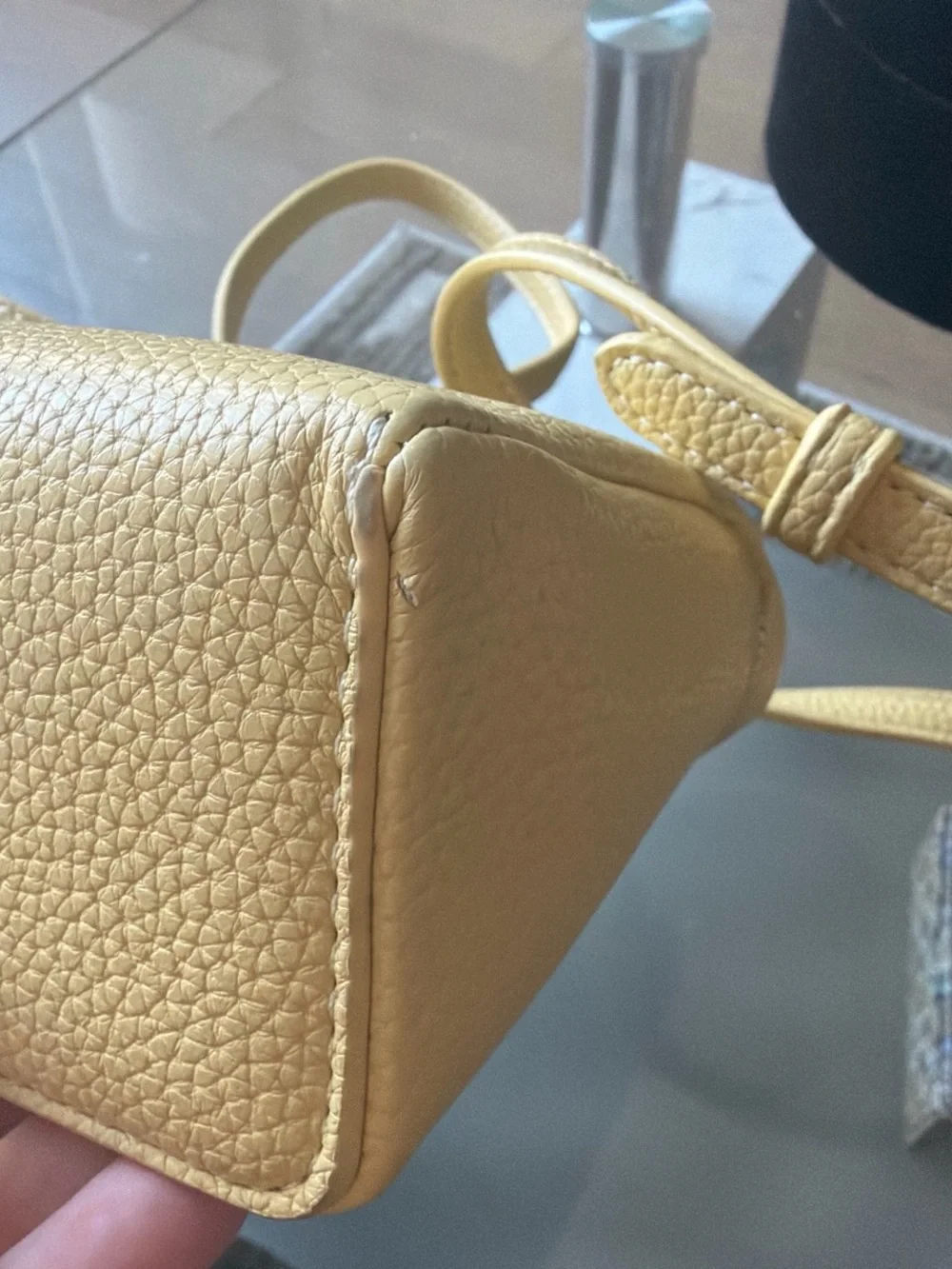 Extra Pocket 19 Leather Top Handle Box Bag In Light Yellow